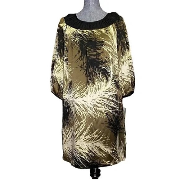 Maggy London leaf print long sleeve dress size 6 - Picture 1 of 3